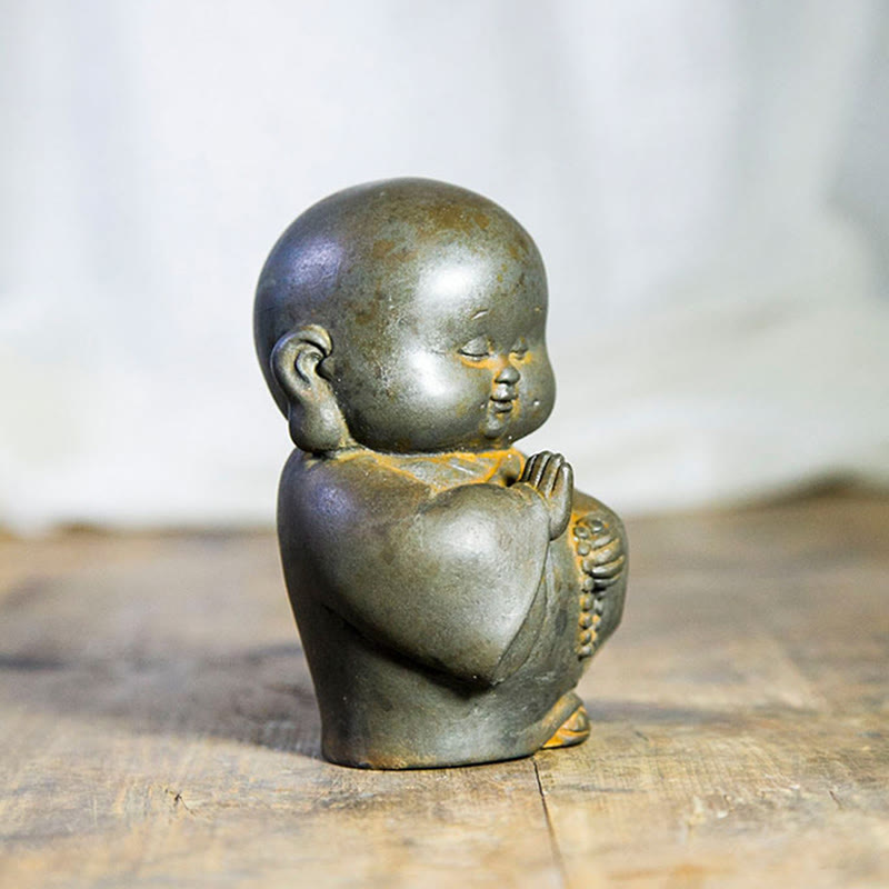 Nimara Ritual Handmade Little Monk Iron Powder Rust Cast Resin Statue Home Decoration