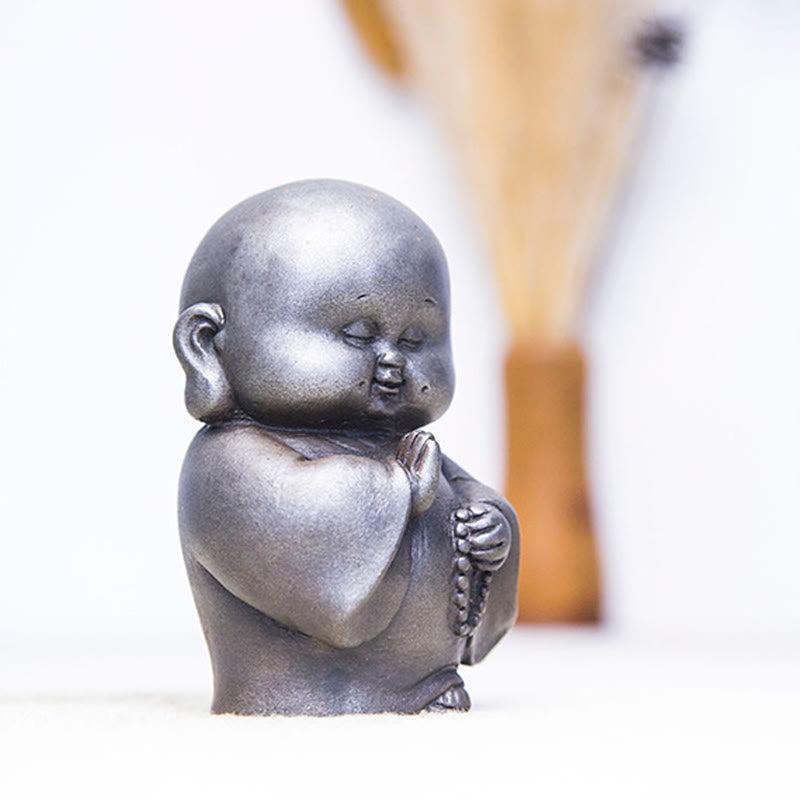 Nimara Ritual Handmade Little Monk Iron Powder Rust Cast Resin Statue Home Decoration