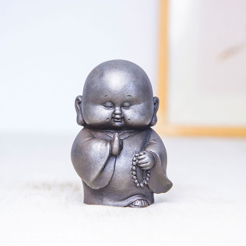 Nimara Ritual Handmade Little Monk Iron Powder Rust Cast Resin Statue Home Decoration