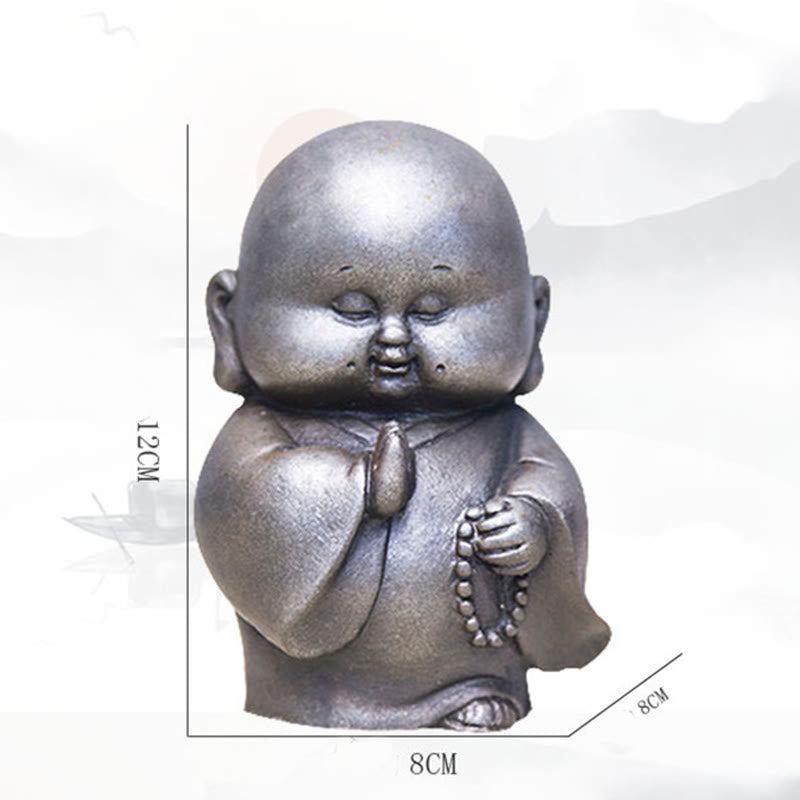 Nimara Ritual Handmade Little Monk Iron Powder Rust Cast Resin Statue Home Decoration