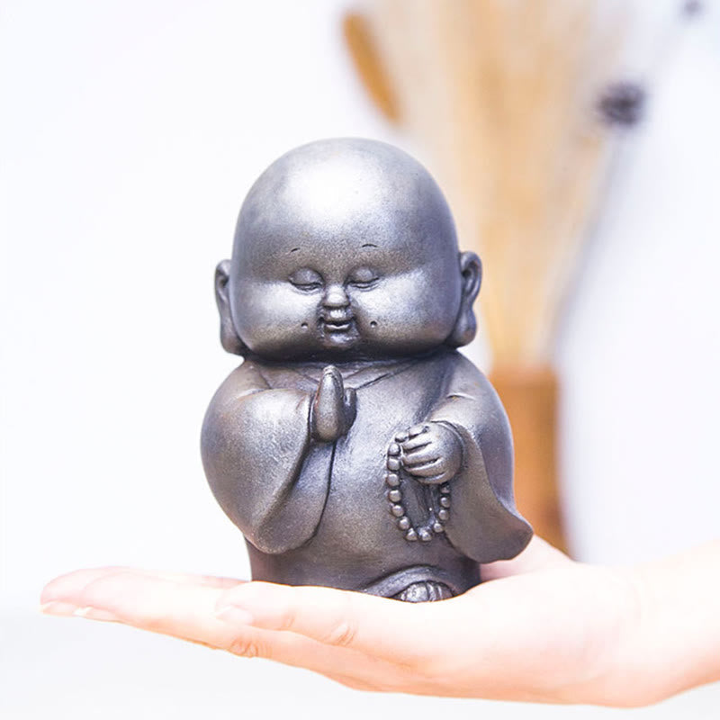 Nimara Ritual Handmade Little Monk Iron Powder Rust Cast Resin Statue Home Decoration