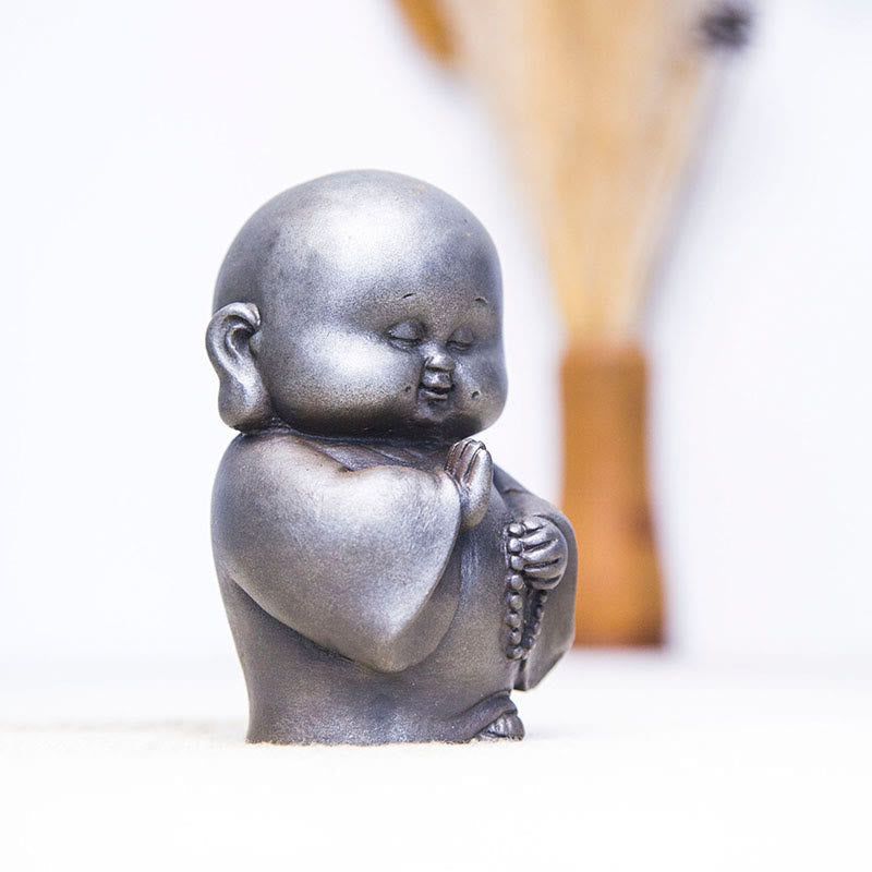Nimara Ritual Handmade Little Monk Iron Powder Rust Cast Resin Statue Home Decoration