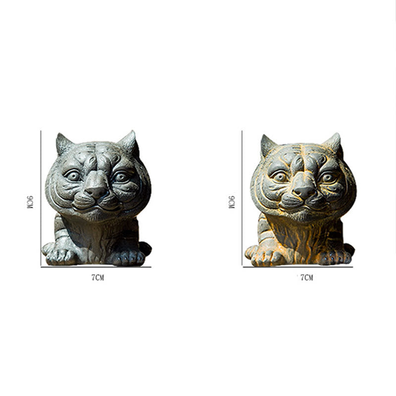Nimara Ritual Handmade Small Lovely Tiger Iron Powder Rust Cast Resin Statue Home Decoration