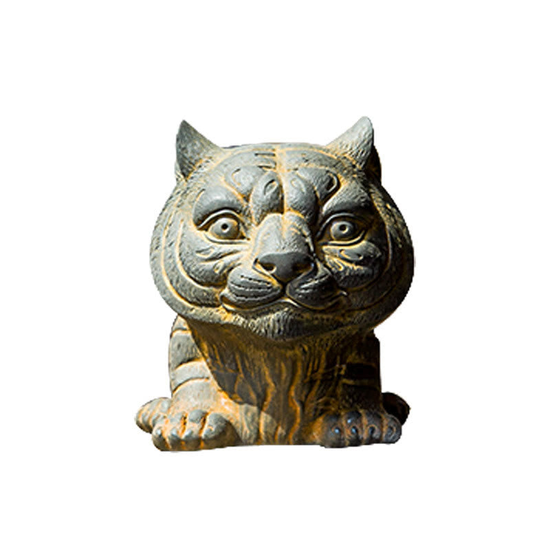 Nimara Ritual Handmade Small Lovely Tiger Iron Powder Rust Cast Resin Statue Home Decoration