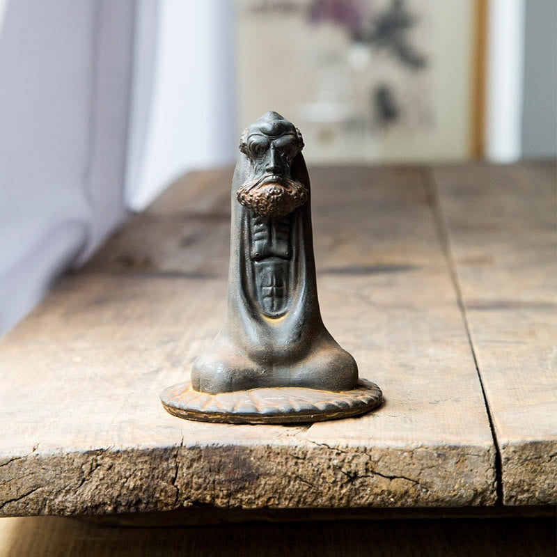 Nimara Ritual Handmade Bodhidharma Iron Powder Rust Cast Resin Statue Home Decoration