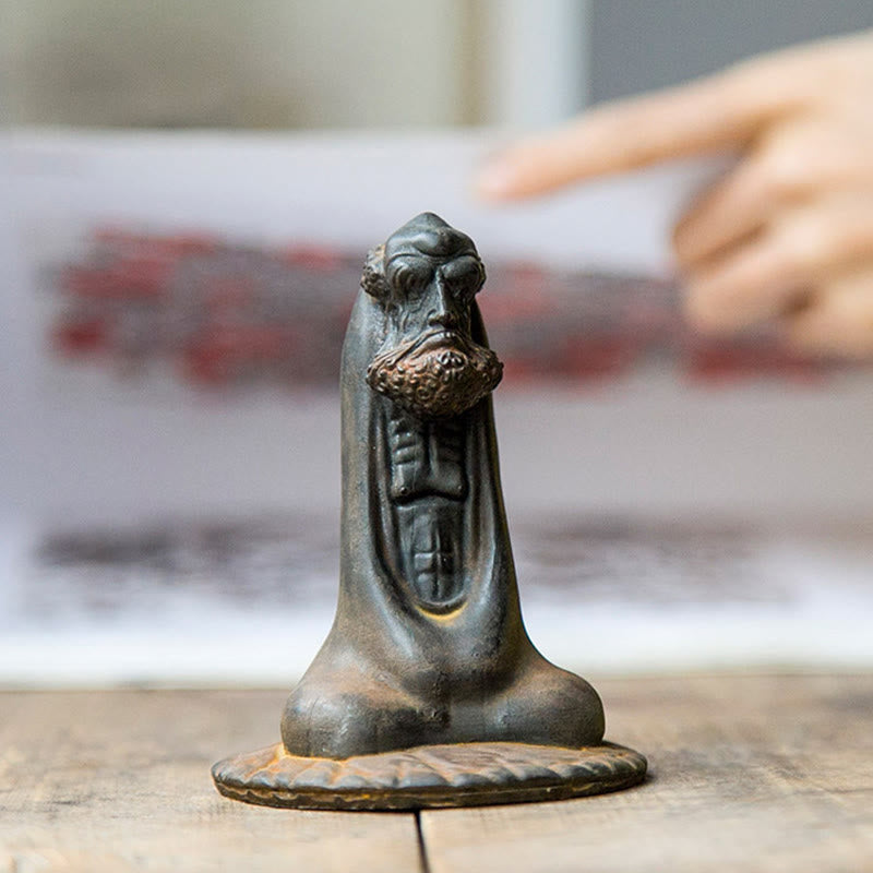 Nimara Ritual Handmade Bodhidharma Iron Powder Rust Cast Resin Statue Home Decoration
