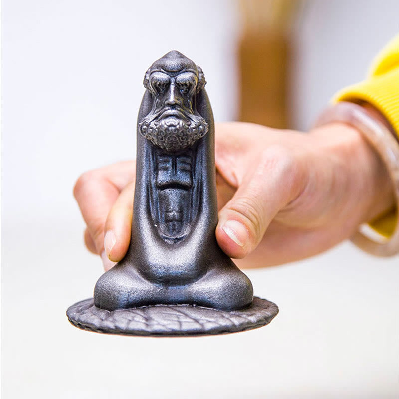Nimara Ritual Handmade Bodhidharma Iron Powder Rust Cast Resin Statue Home Decoration