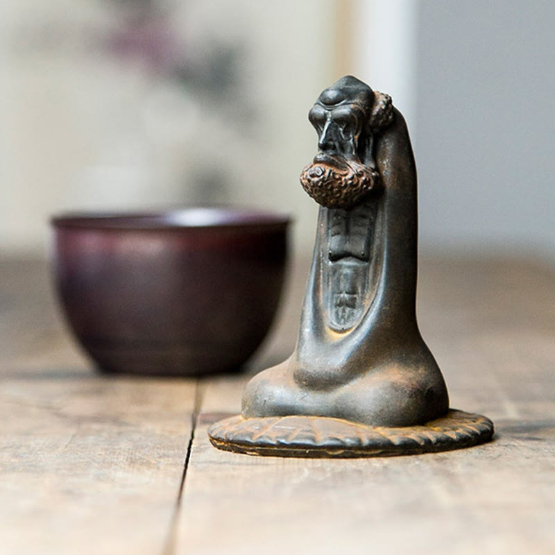 Nimara Ritual Handmade Bodhidharma Iron Powder Rust Cast Resin Statue Home Decoration