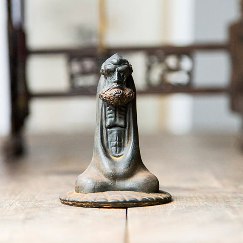 Nimara Ritual Handmade Bodhidharma Iron Powder Rust Cast Resin Statue Home Decoration
