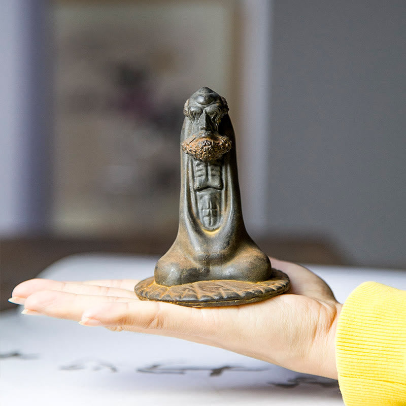 Nimara Ritual Handmade Bodhidharma Iron Powder Rust Cast Resin Statue Home Decoration