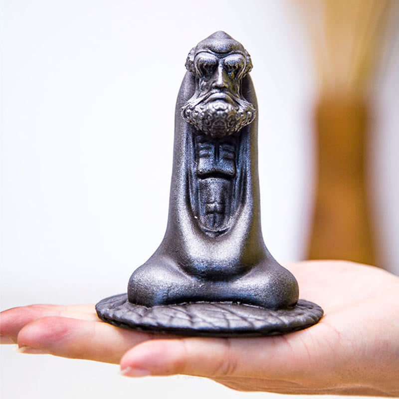 Nimara Ritual Handmade Bodhidharma Iron Powder Rust Cast Resin Statue Home Decoration