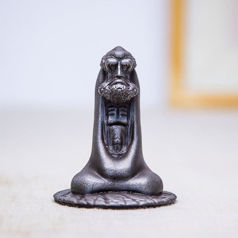 Nimara Ritual Handmade Bodhidharma Iron Powder Rust Cast Resin Statue Home Decoration