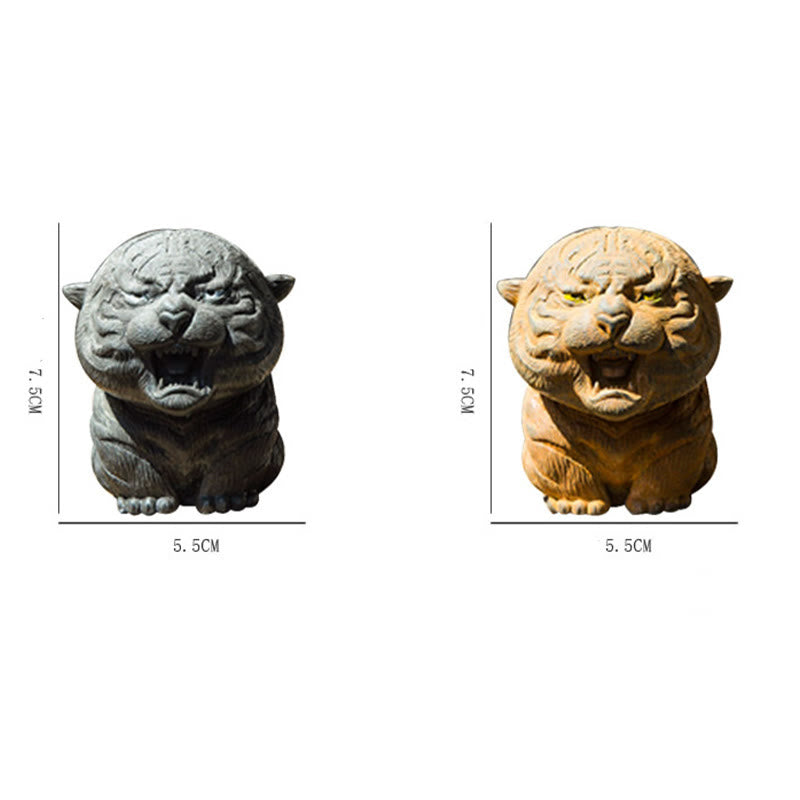 Nimara Ritual Handmade Mini Roaring Tiger Iron Powder Rust Cast Resin Statue Home Decoration