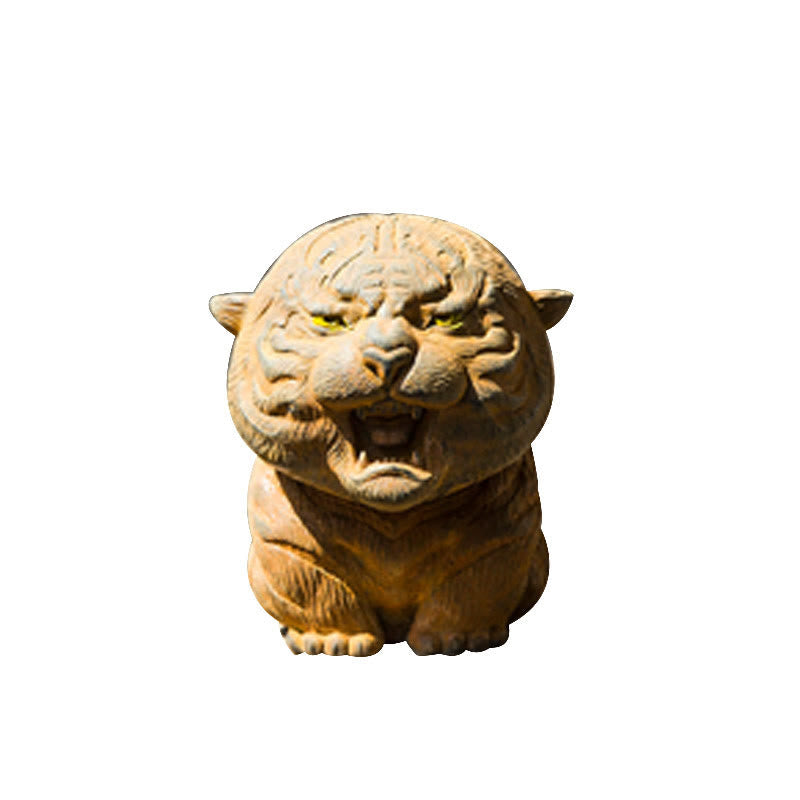 Nimara Ritual Handmade Mini Roaring Tiger Iron Powder Rust Cast Resin Statue Home Decoration