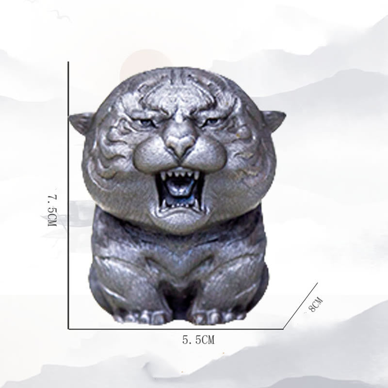 Nimara Ritual Handmade Mini Roaring Tiger Iron Powder Rust Cast Resin Statue Home Decoration