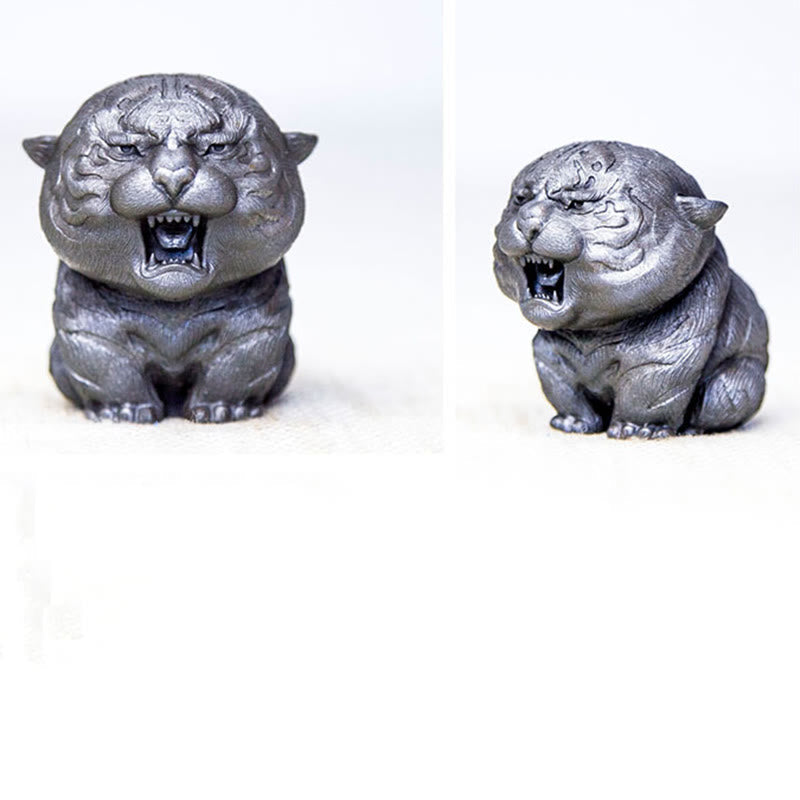 Nimara Ritual Handmade Mini Roaring Tiger Iron Powder Rust Cast Resin Statue Home Decoration