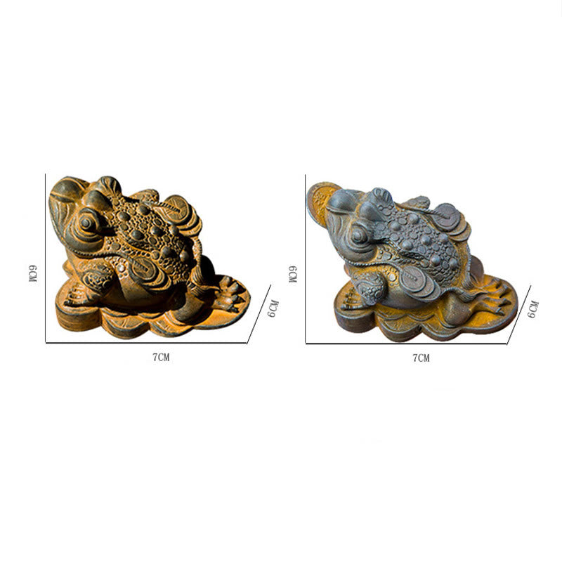 Nimara Ritual Handmade Feng Shui Frog Toad Copper Coins Iron Powder Rust Cast Resin Statue Home Decoration
