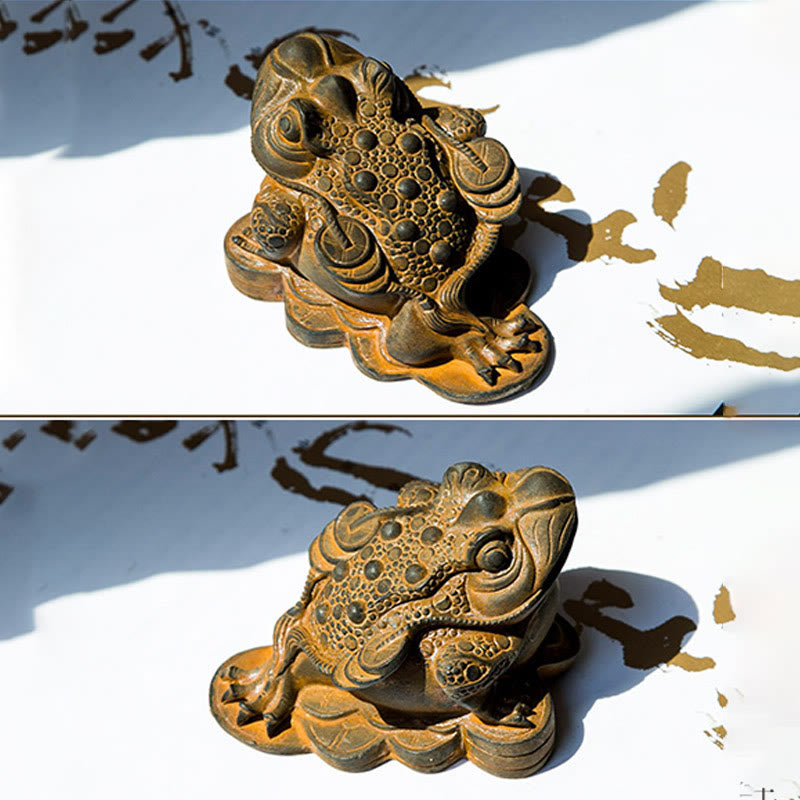 Nimara Ritual Handmade Feng Shui Frog Toad Copper Coins Iron Powder Rust Cast Resin Statue Home Decoration