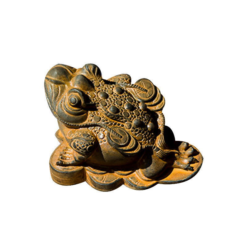 Nimara Ritual Handmade Feng Shui Frog Toad Copper Coins Iron Powder Rust Cast Resin Statue Home Decoration