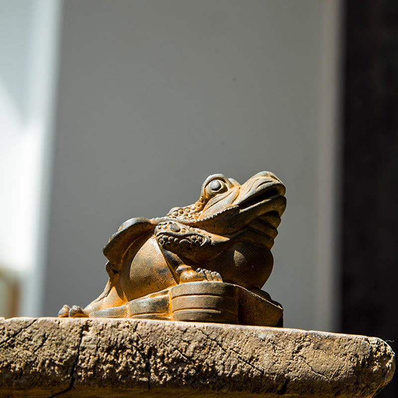 Nimara Ritual Handmade Feng Shui Frog Toad Copper Coins Iron Powder Rust Cast Resin Statue Home Decoration