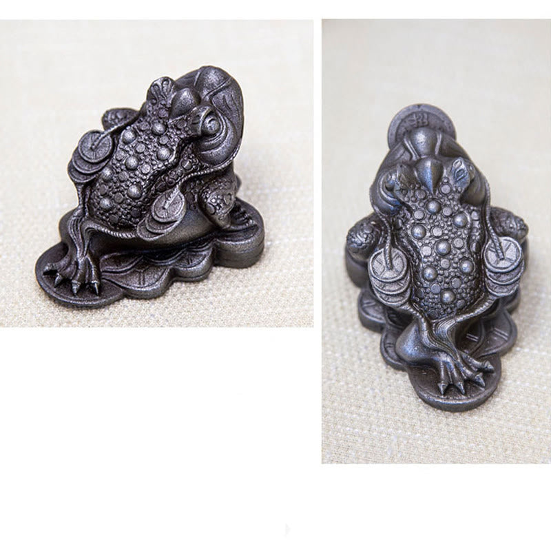 Nimara Ritual Handmade Feng Shui Frog Toad Copper Coins Iron Powder Rust Cast Resin Statue Home Decoration