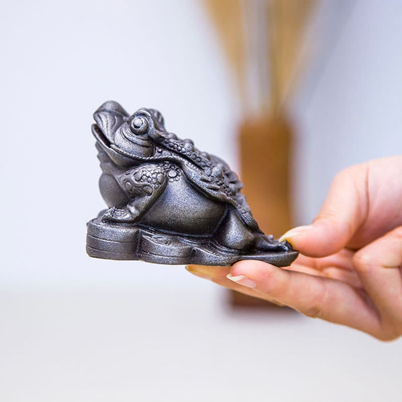 Nimara Ritual Handmade Feng Shui Frog Toad Copper Coins Iron Powder Rust Cast Resin Statue Home Decoration