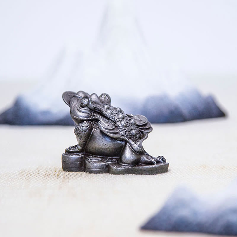Nimara Ritual Handmade Feng Shui Frog Toad Copper Coins Iron Powder Rust Cast Resin Statue Home Decoration