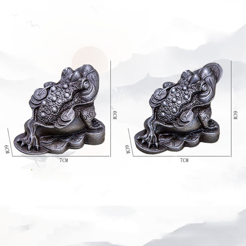 Nimara Ritual Handmade Feng Shui Frog Toad Copper Coins Iron Powder Rust Cast Resin Statue Home Decoration