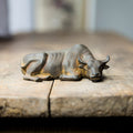 Nimara Ritual Handmade Small Water Buffalo Bull Iron Powder Rust Cast Resin Statue Home Decoration