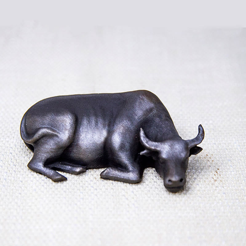 Nimara Ritual Handmade Small Water Buffalo Bull Iron Powder Rust Cast Resin Statue Home Decoration