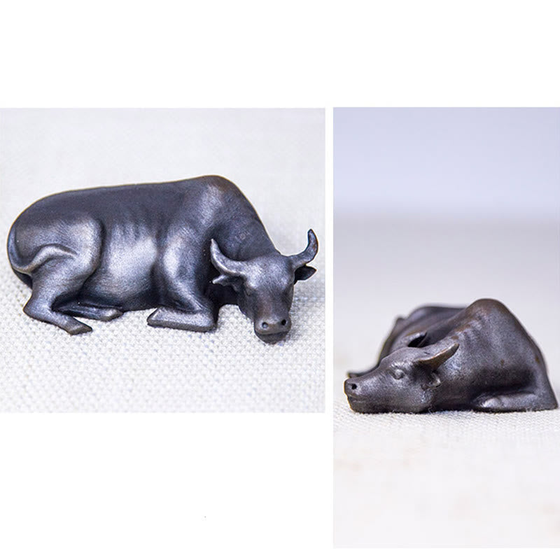 Nimara Ritual Handmade Small Water Buffalo Bull Iron Powder Rust Cast Resin Statue Home Decoration