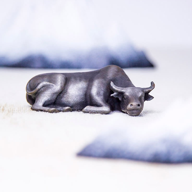 Nimara Ritual Handmade Small Water Buffalo Bull Iron Powder Rust Cast Resin Statue Home Decoration
