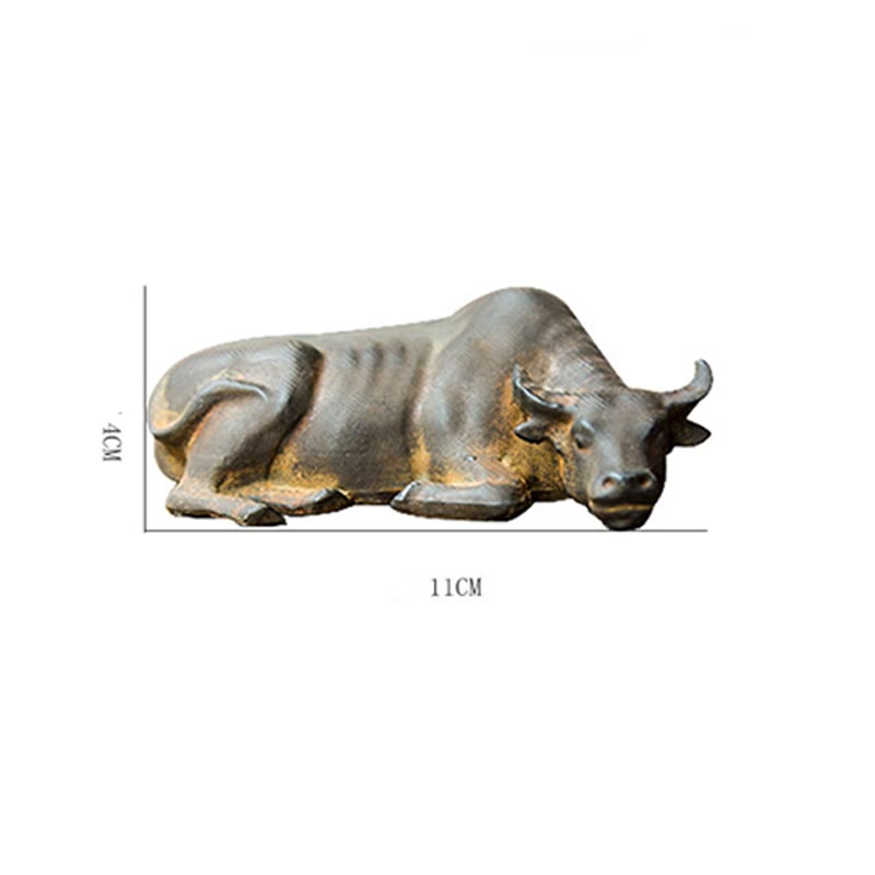Nimara Ritual Handmade Small Water Buffalo Bull Iron Powder Rust Cast Resin Statue Home Decoration
