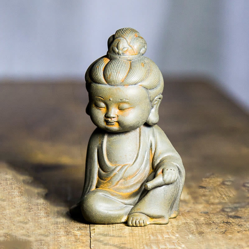 Nimara Ritual Handmade Ksitigarbha Kwan Yin Guanyin Avalokitesvara Tathagata Iron Powder Rust Cast Resin Statue Home Decoration