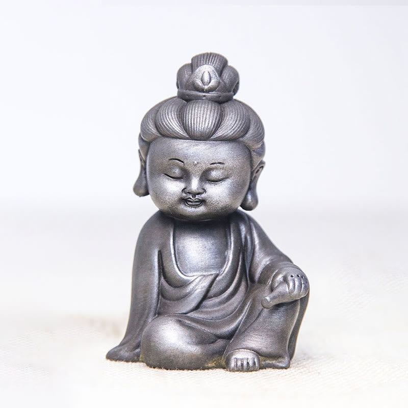 Nimara Ritual Handmade Ksitigarbha Kwan Yin Guanyin Avalokitesvara Tathagata Iron Powder Rust Cast Resin Statue Home Decoration