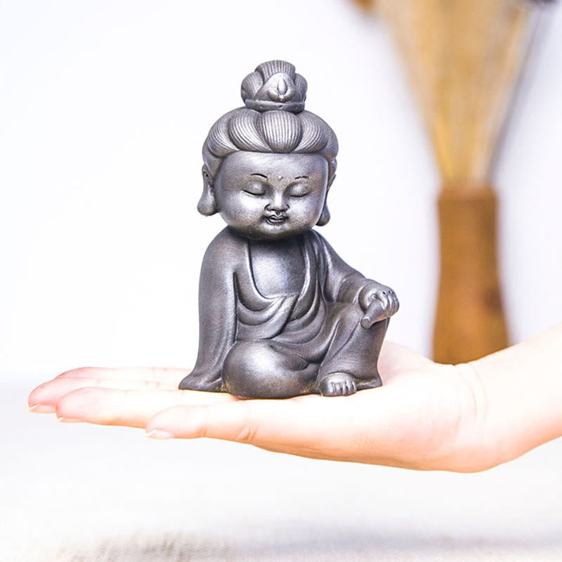Nimara Ritual Handmade Ksitigarbha Kwan Yin Guanyin Avalokitesvara Tathagata Iron Powder Rust Cast Resin Statue Home Decoration