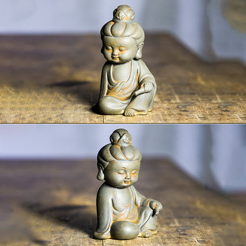 Nimara Ritual Handmade Ksitigarbha Kwan Yin Guanyin Avalokitesvara Tathagata Iron Powder Rust Cast Resin Statue Home Decoration