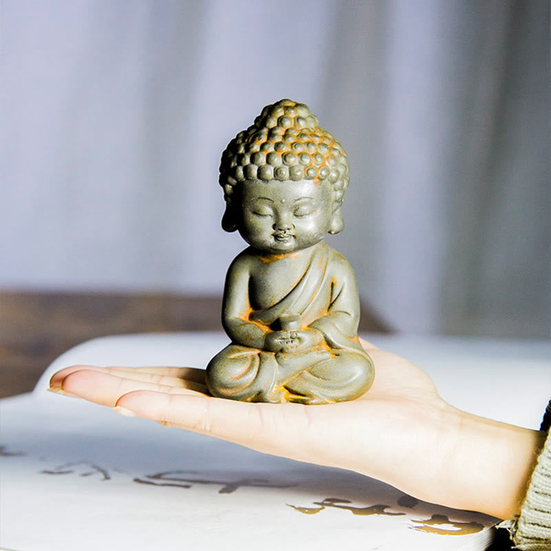 Nimara Ritual Handmade Ksitigarbha Kwan Yin Guanyin Avalokitesvara Tathagata Iron Powder Rust Cast Resin Statue Home Decoration