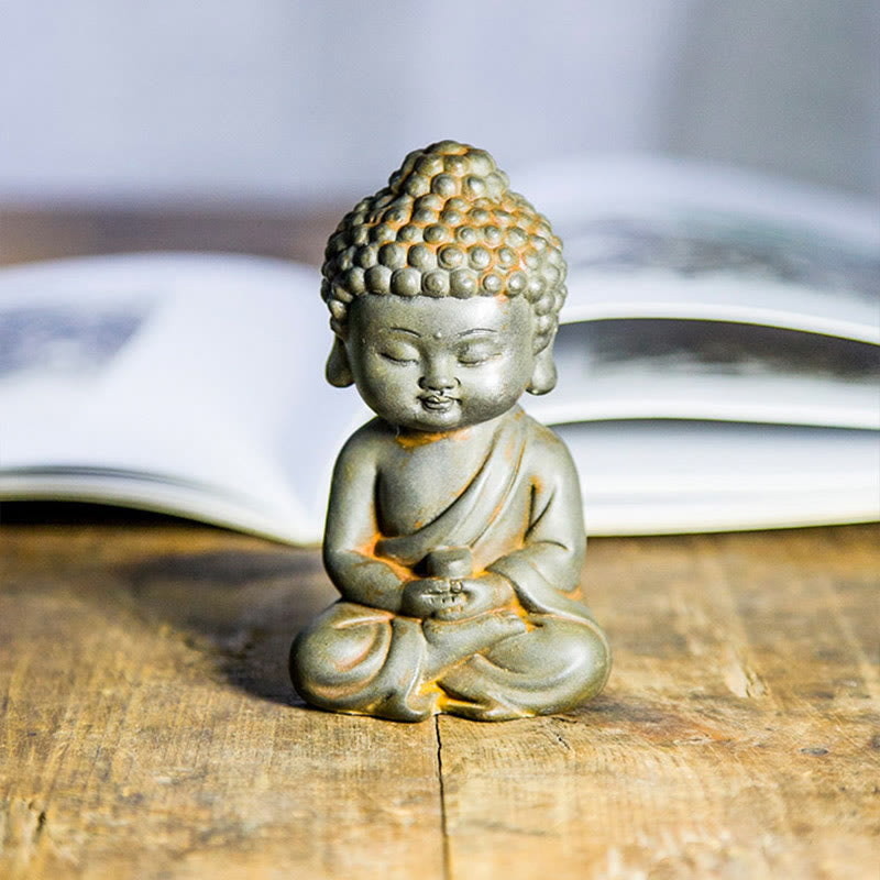 Nimara Ritual Handmade Ksitigarbha Kwan Yin Guanyin Avalokitesvara Tathagata Iron Powder Rust Cast Resin Statue Home Decoration