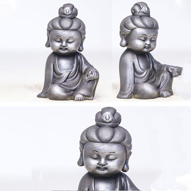 Nimara Ritual Handmade Ksitigarbha Kwan Yin Guanyin Avalokitesvara Tathagata Iron Powder Rust Cast Resin Statue Home Decoration