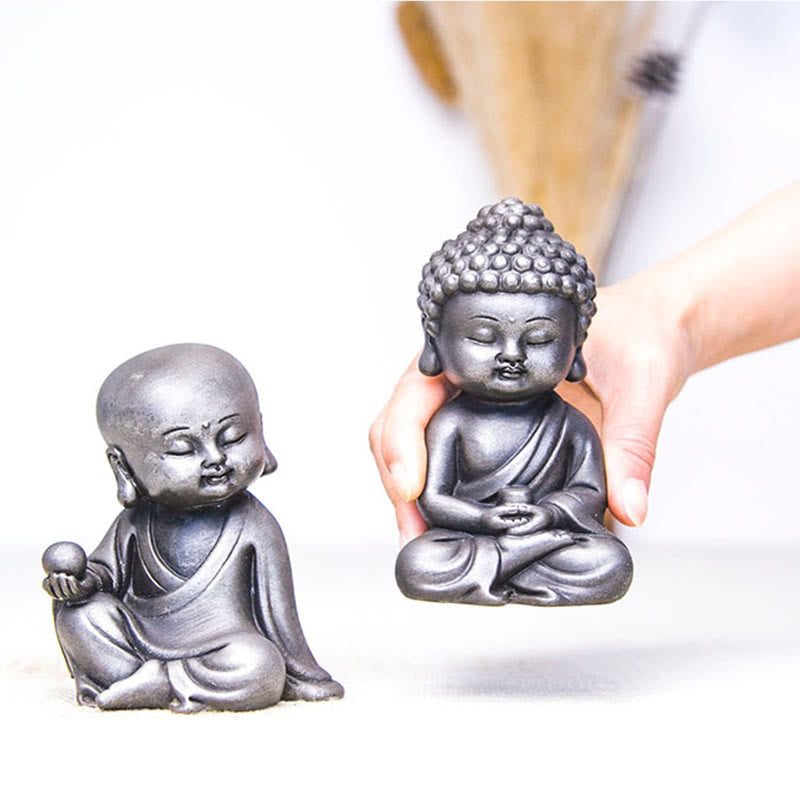 Nimara Ritual Handmade Ksitigarbha Kwan Yin Guanyin Avalokitesvara Tathagata Iron Powder Rust Cast Resin Statue Home Decoration