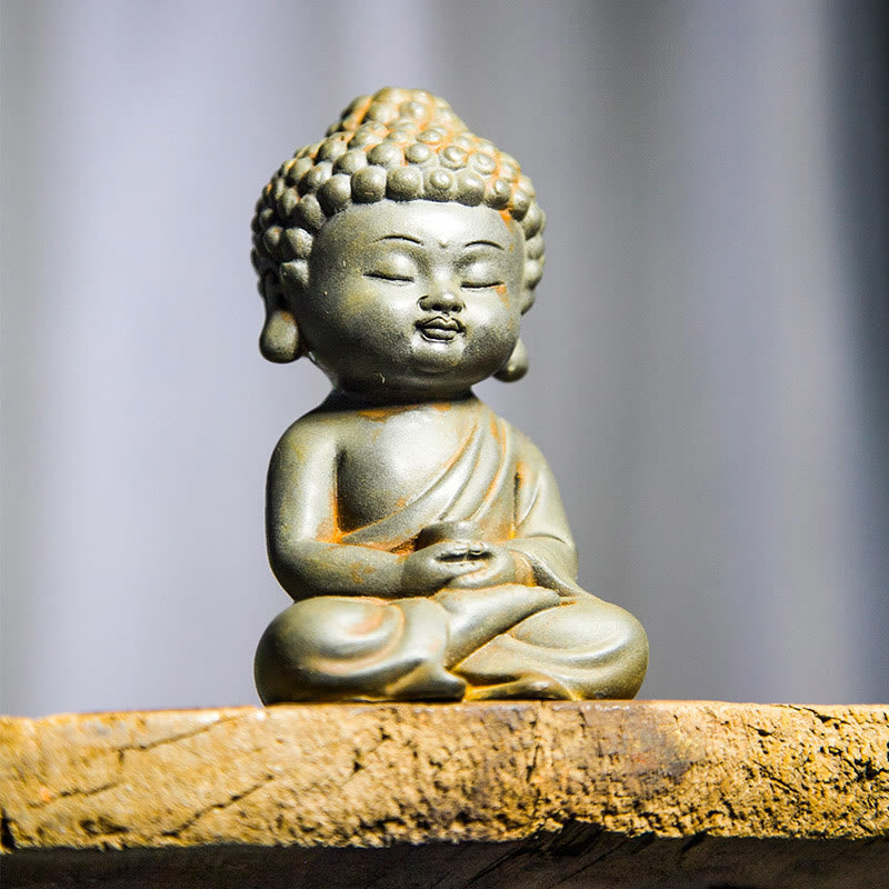 Nimara Ritual Handmade Ksitigarbha Kwan Yin Guanyin Avalokitesvara Tathagata Iron Powder Rust Cast Resin Statue Home Decoration