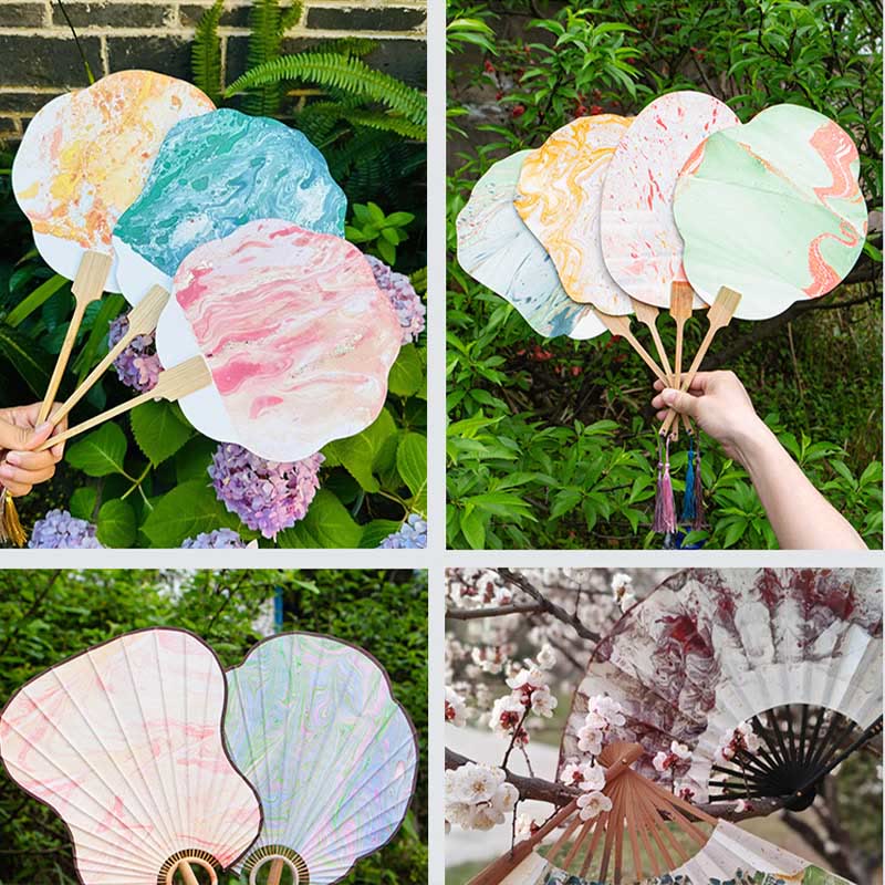 Nimara Ritual DIY Chinese Lacquer Fan Blank Painting Handheld Fan