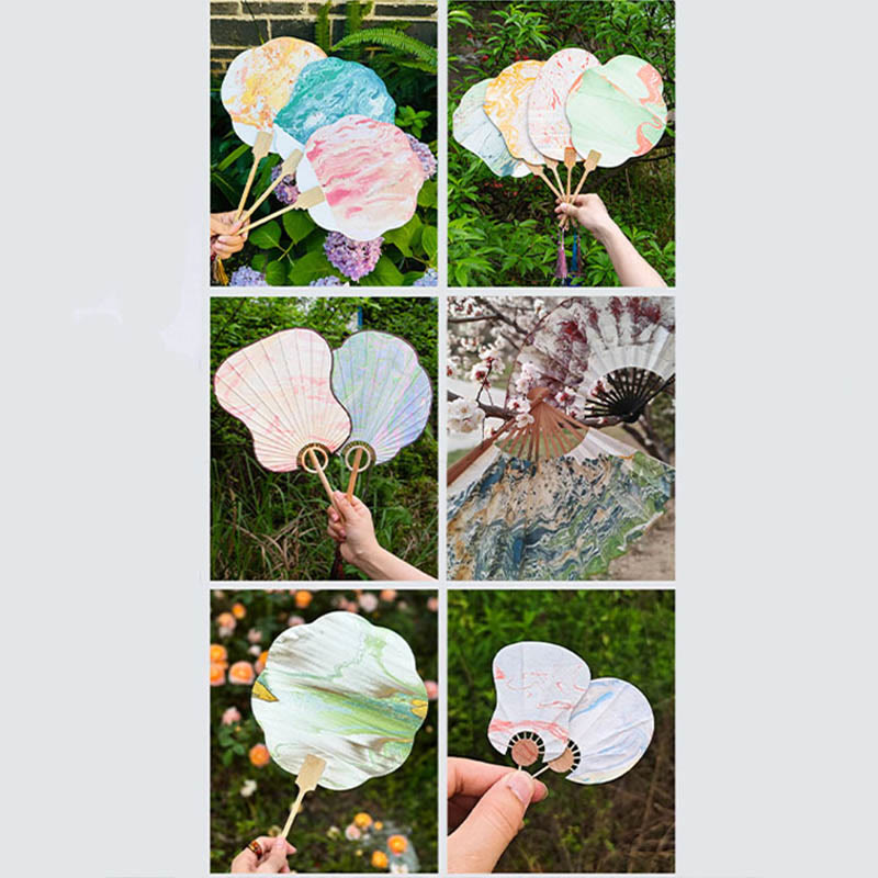 Nimara Ritual DIY Chinese Lacquer Fan Blank Painting Handheld Fan