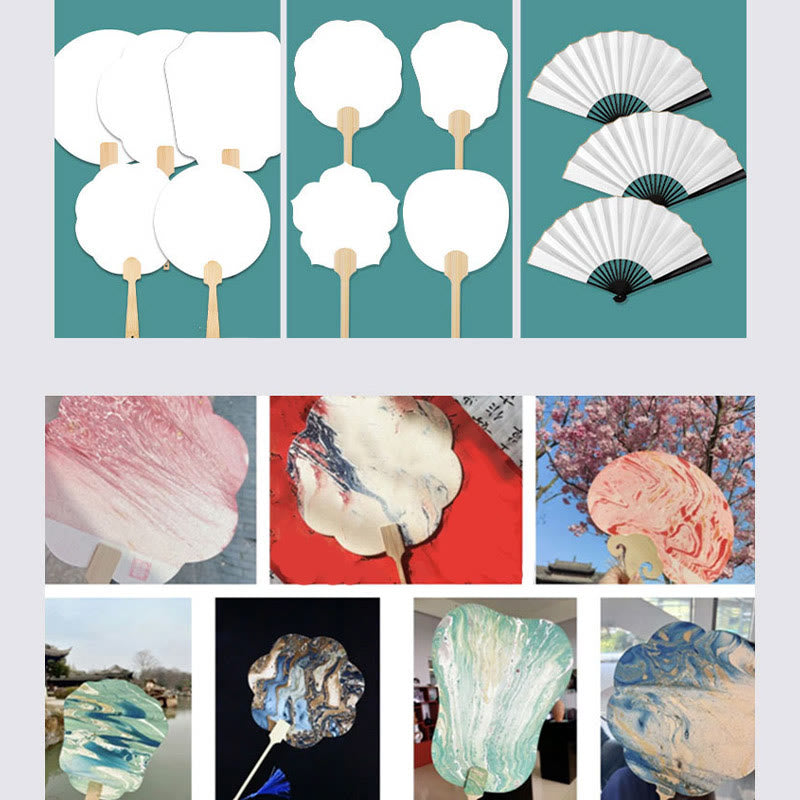 Nimara Ritual DIY Chinese Lacquer Fan Blank Painting Handheld Fan