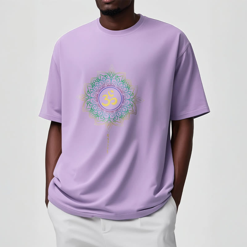 Nimara Ritual OM Yellow Green Gradient Lotus Cotton Tee T-shirt