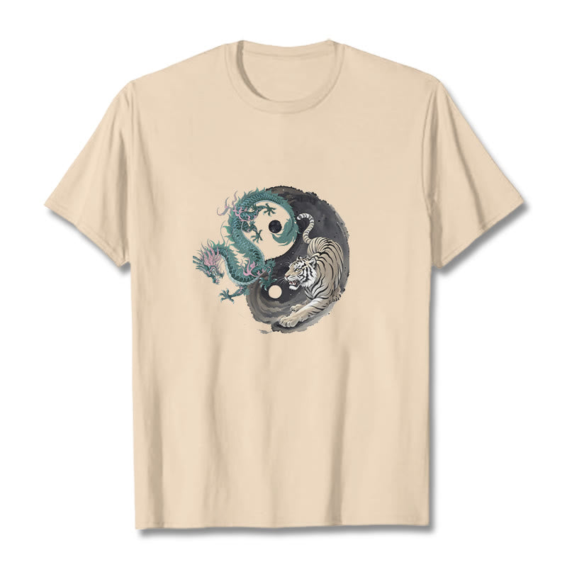 Nimara Ritual Tiger Dragon Yin Yang Cotton Tee T-shirt