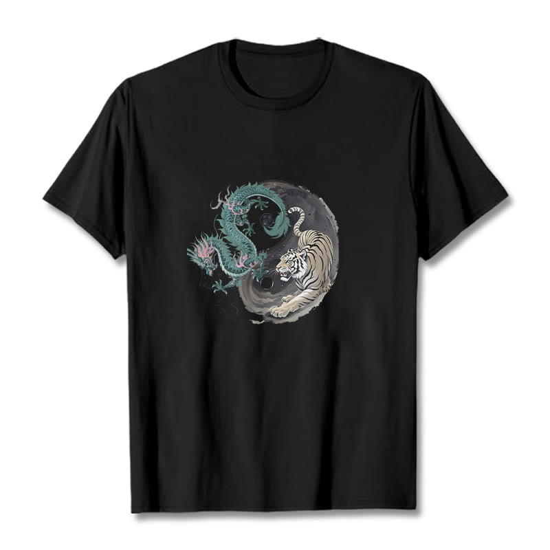 Nimara Ritual Tiger Dragon Yin Yang Cotton Tee T-shirt