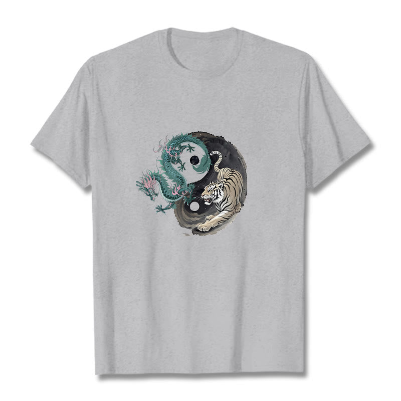 Nimara Ritual Tiger Dragon Yin Yang Cotton Tee T-shirt