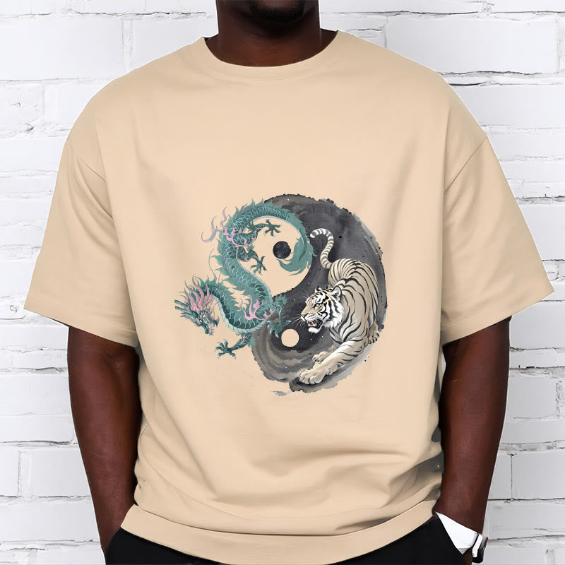 Nimara Ritual Tiger Dragon Yin Yang Cotton Tee T-shirt